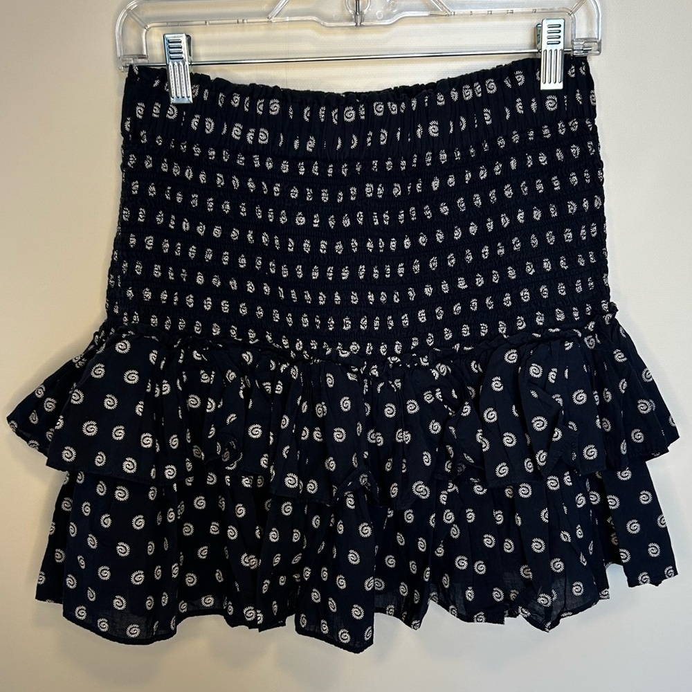 LOFT Navy and White Patterned Mini Skirt